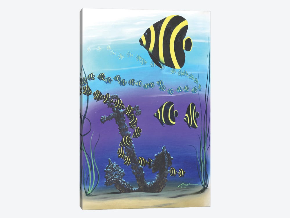 French Angelfish Illusion by D. "Rusty" Rust 1-piece Canvas Print