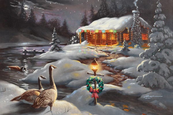 Cabins: Christmas Geese by D. "Rusty" Rust