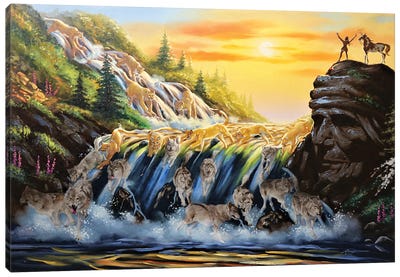 Running Water - Illusion Canvas Art Print - Cougars