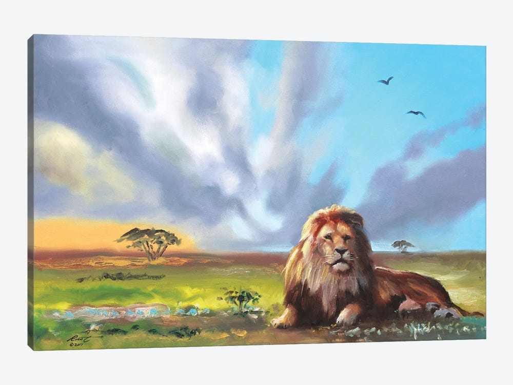 Lounging Lion by D. "Rusty" Rust 1-piece Canvas Print