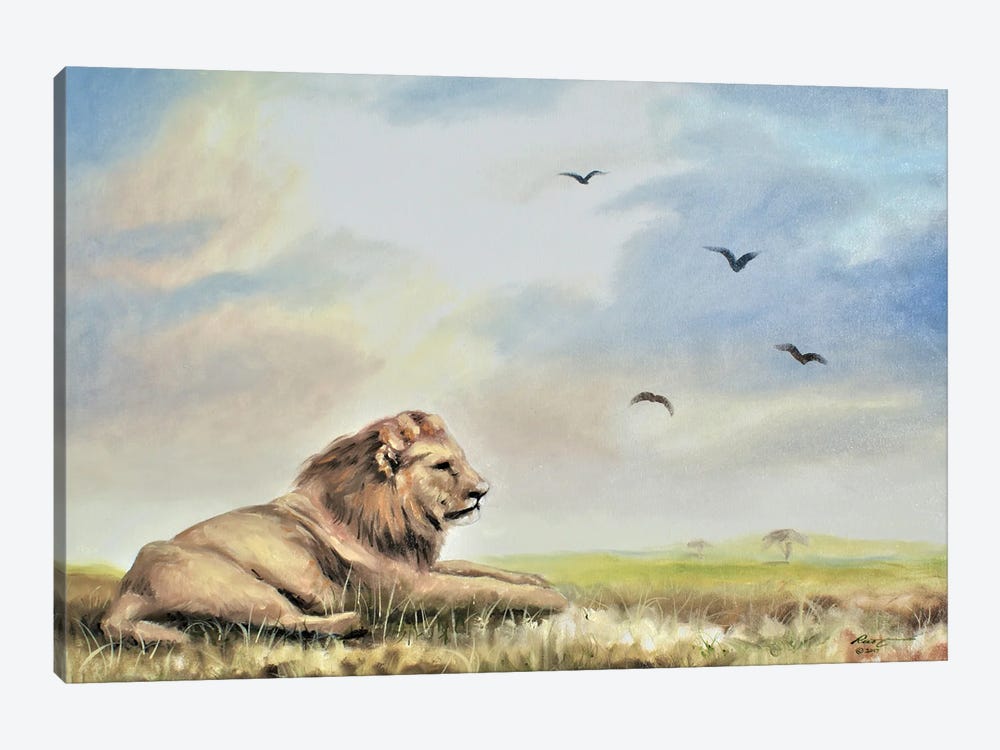 Lion Relaxing In The Wild by D. "Rusty" Rust 1-piece Canvas Wall Art