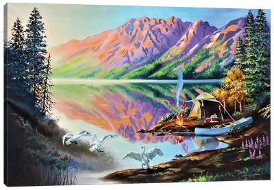 Camping In The Wilderness Canvas Art Print - Goose Art