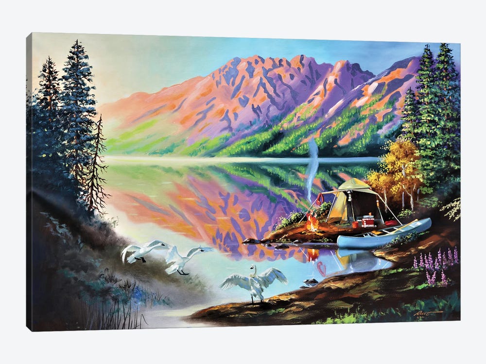 Camping In The Wilderness by D. "Rusty" Rust 1-piece Canvas Artwork