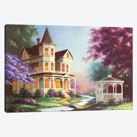 House With Gazebo Canvas Print #RSR376} by D. "Rusty" Rust Canvas Artwork