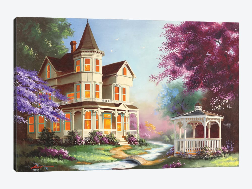 House With Gazebo by D. "Rusty" Rust 1-piece Canvas Artwork