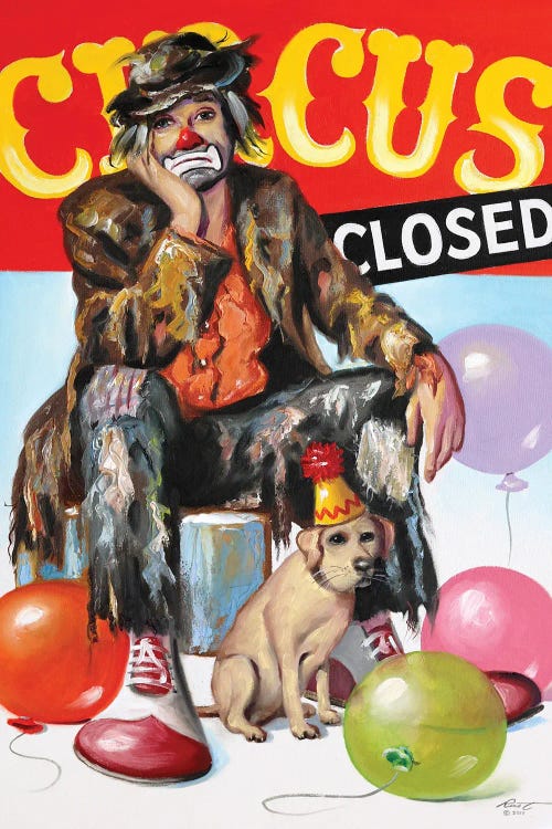 Clown - Circus Closed by D. "Rusty" Rust wall art