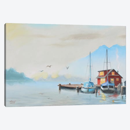Boathouse Canvas Print #RSR384} by D. "Rusty" Rust Art Print