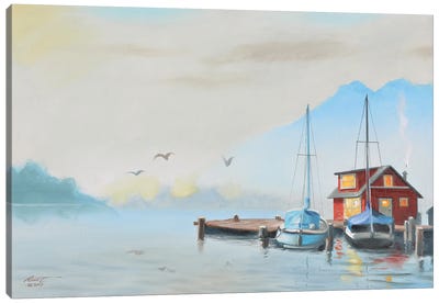 Boathouse Canvas Art Print - Cottagecore Goes Coastal