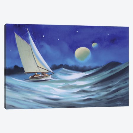 Sailing In The Moonlight Canvas Print #RSR389} by D. "Rusty" Rust Canvas Art