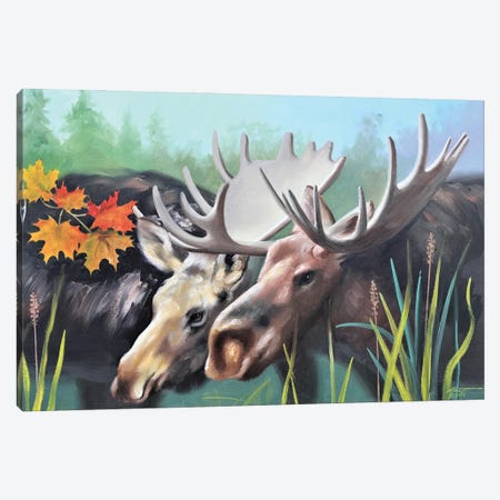 A Pair Of Moose Canvas Print #RSR391} by D. "Rusty" Rust Art Print