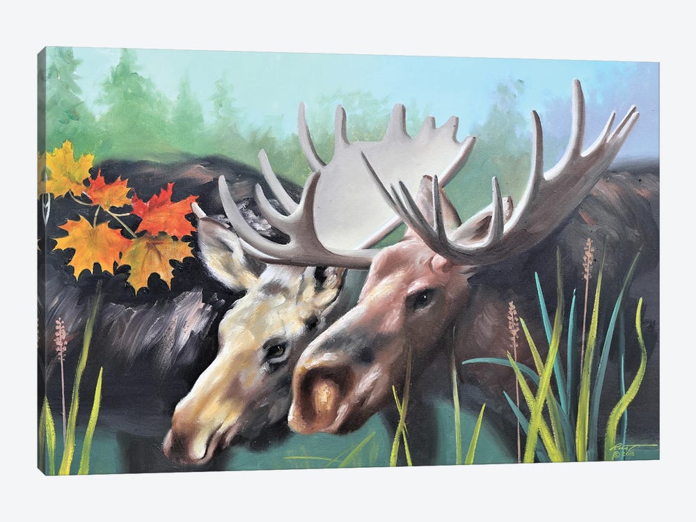 A Pair Of Moose by D. "Rusty" Rust 1-piece Art Print