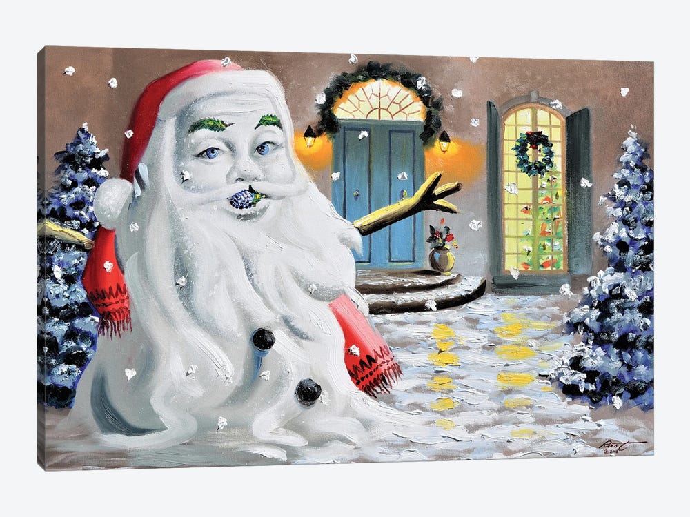 Santa Snowman by D. "Rusty" Rust 1-piece Canvas Print