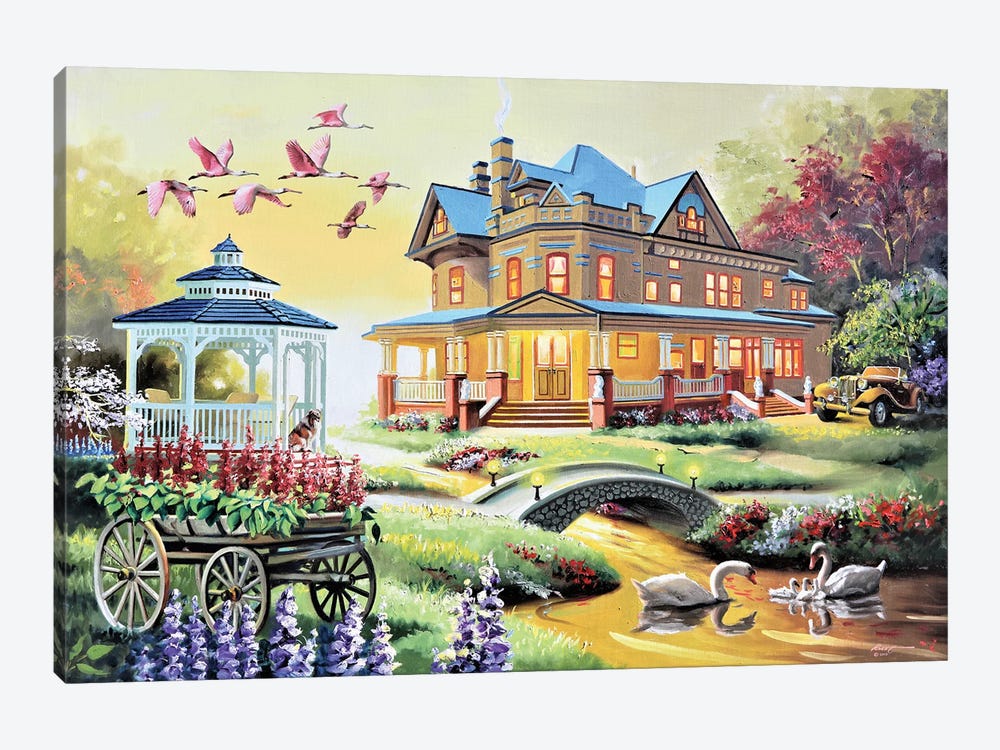 Pretty House With Wildlife by D. "Rusty" Rust 1-piece Art Print