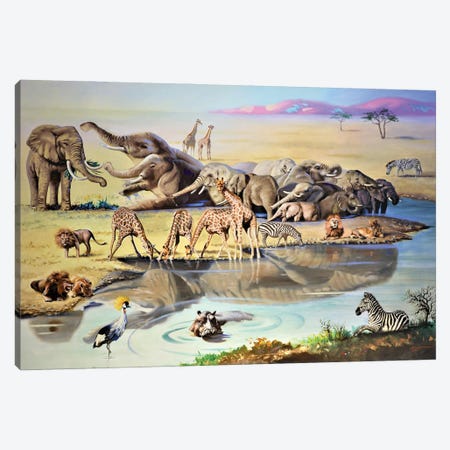 Kenya Find The Crocodile? - Illusion Canvas Print #RSR400} by D. "Rusty" Rust Art Print