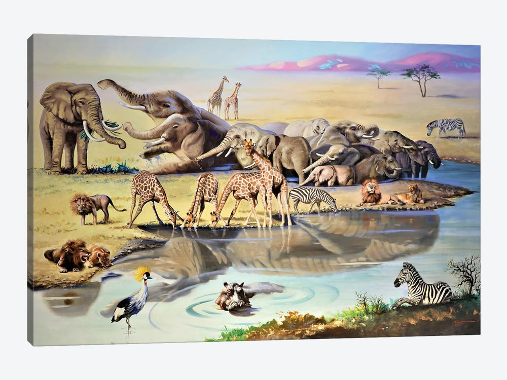 Kenya Find The Crocodile? - Illusion by D. "Rusty" Rust 1-piece Canvas Artwork