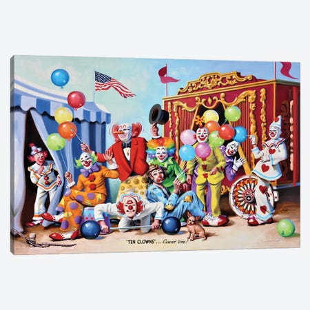 Ten Clowns Canvas Print #RSR401} by D. "Rusty" Rust Canvas Print