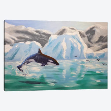 Orca Whale Canvas Print #RSR405} by D. "Rusty" Rust Canvas Artwork