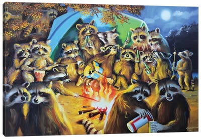 The Dog Canvas Art Print - Raccoon Art
