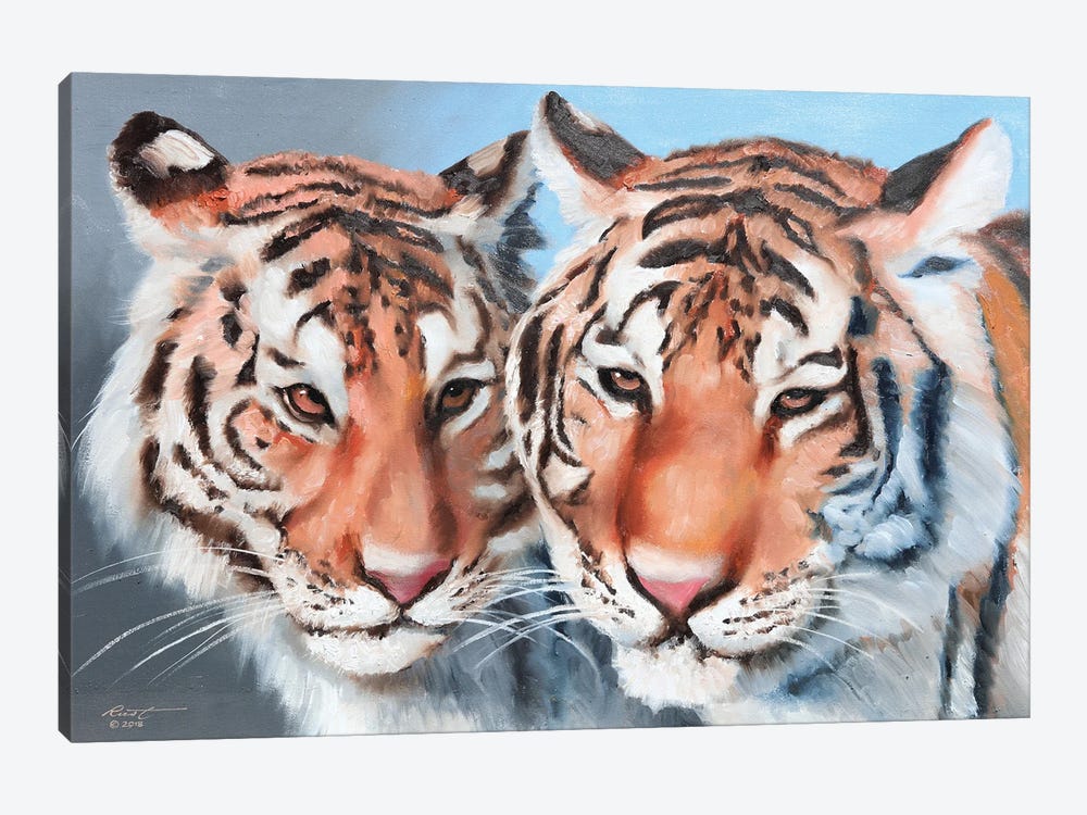 Two Tigers by D. "Rusty" Rust 1-piece Canvas Print