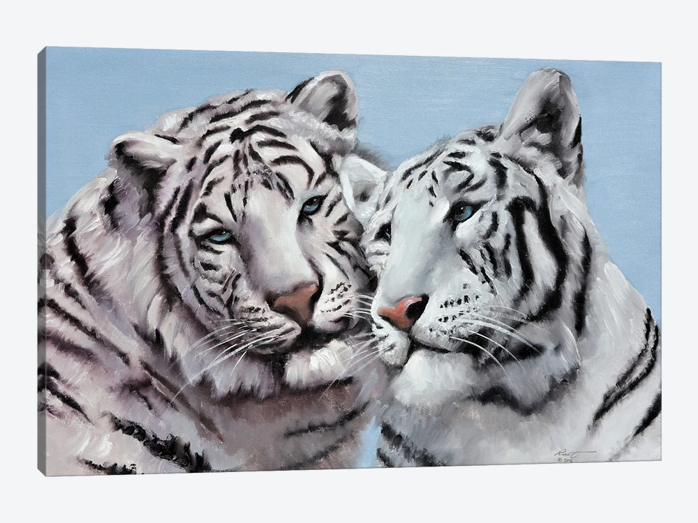 Loving White Tigers by D. "Rusty" Rust 1-piece Canvas Artwork