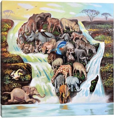Africa Canvas Art Print - Hippopotamus Art