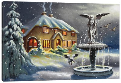 Angel Of Winter Canvas Art Print - Fountain Art