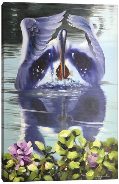 Blue Heron Illusion Canvas Art Print - Heron Art