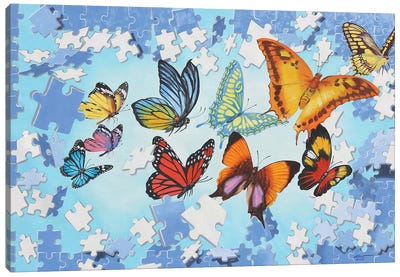 Butterfluzzle Canvas Art Print - Monarch Butterflies