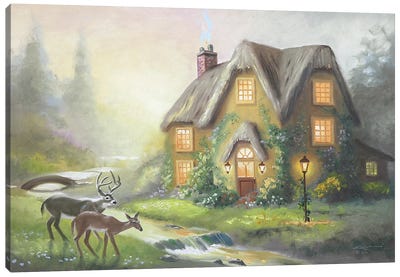 Cottage Deer Canvas Art Print - Cabins