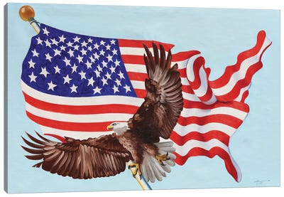 Eagle Flag Canvas Art Print - Eagle Art
