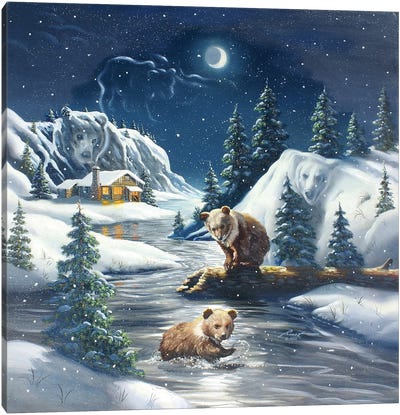 Bears Canvas Art Print - Cabins