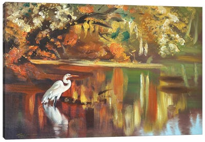 Great White Egret Canvas Art Print - Egret Art