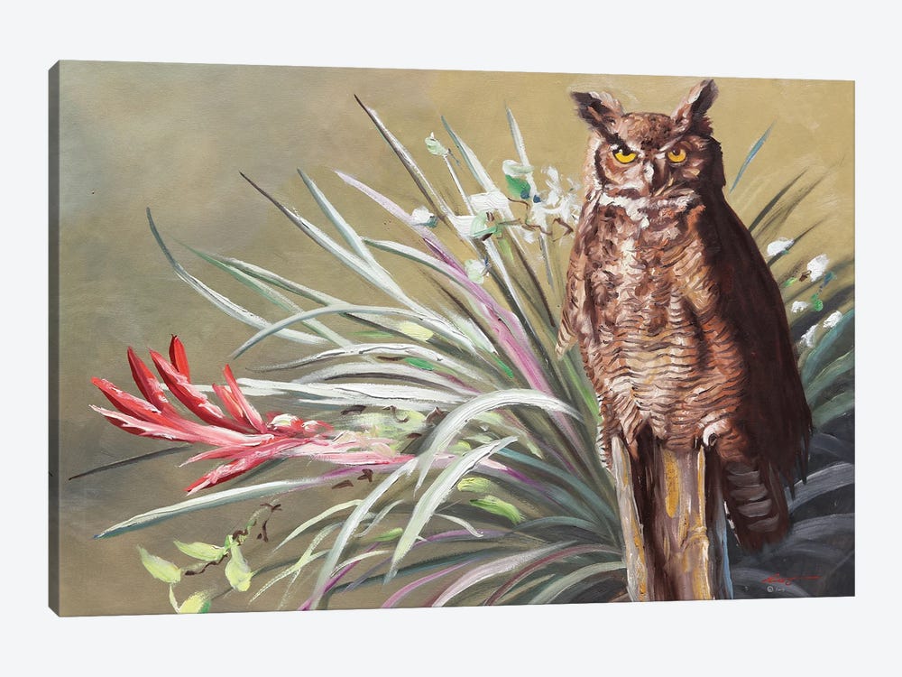 Horned Owl by D. "Rusty" Rust 1-piece Canvas Art Print