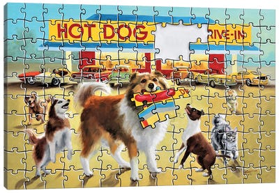 Hot Dog Canvas Art Print - Shetland Sheepdog Art