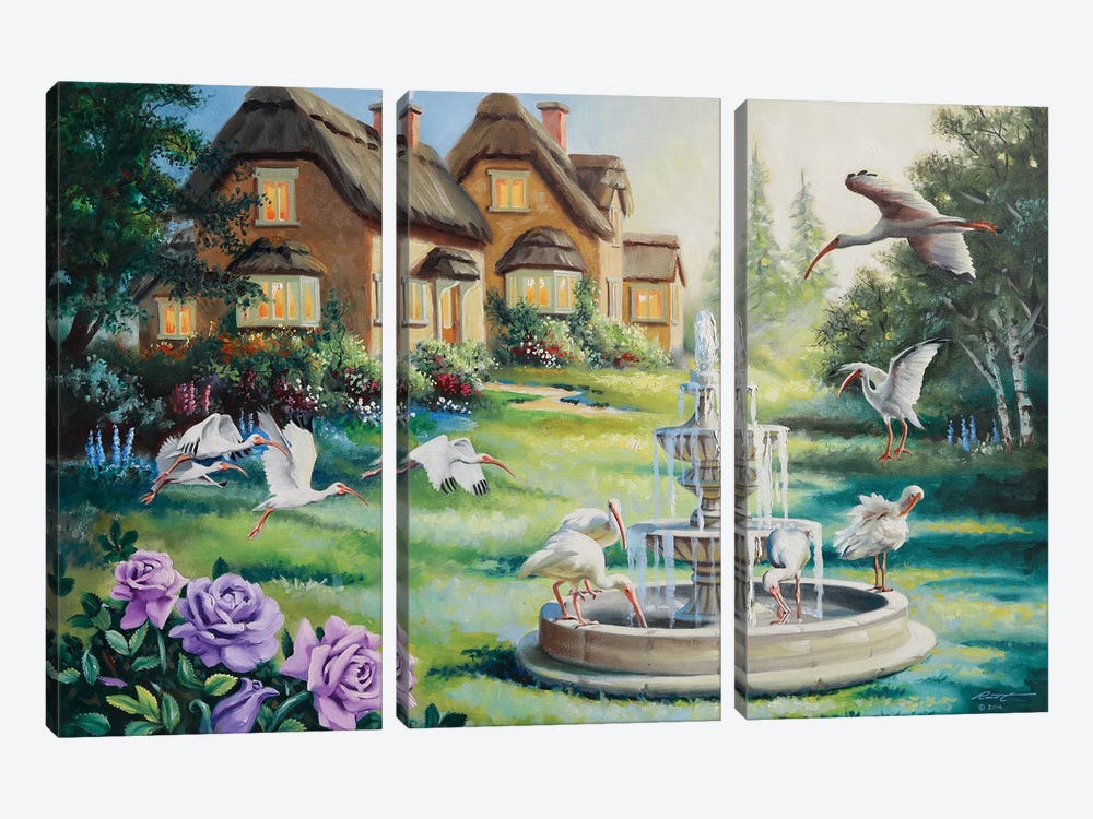 Ibis Cottage by D. "Rusty" Rust 3-piece Canvas Artwork