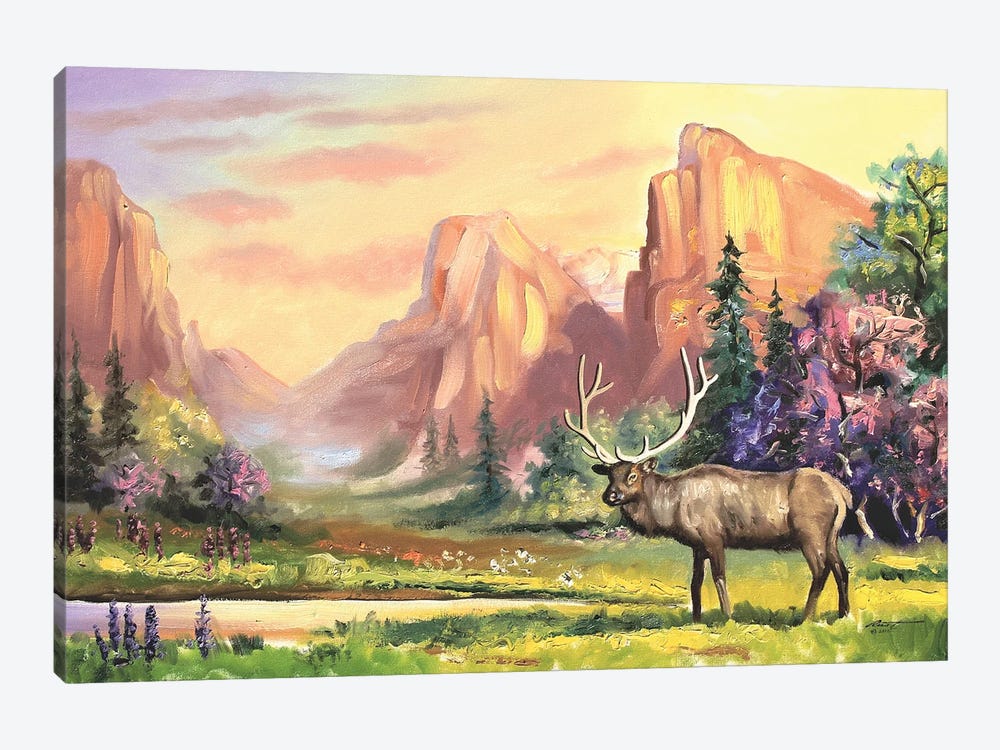 Elk In Summer Wilderness by D. "Rusty" Rust 1-piece Art Print