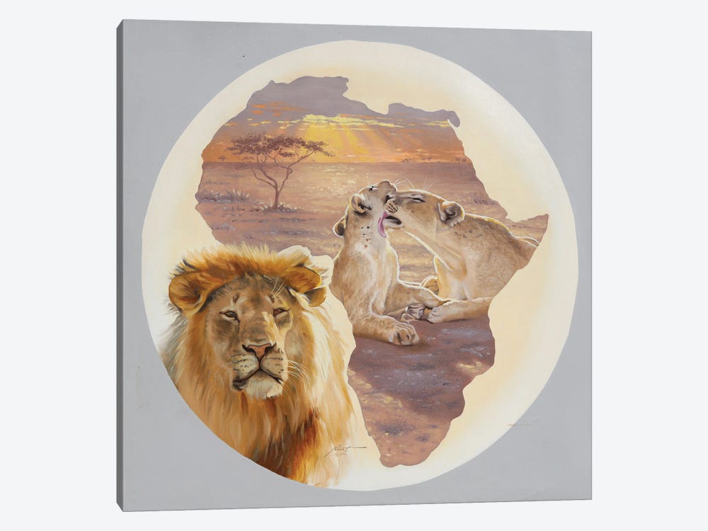 Lions by D. "Rusty" Rust 1-piece Canvas Art