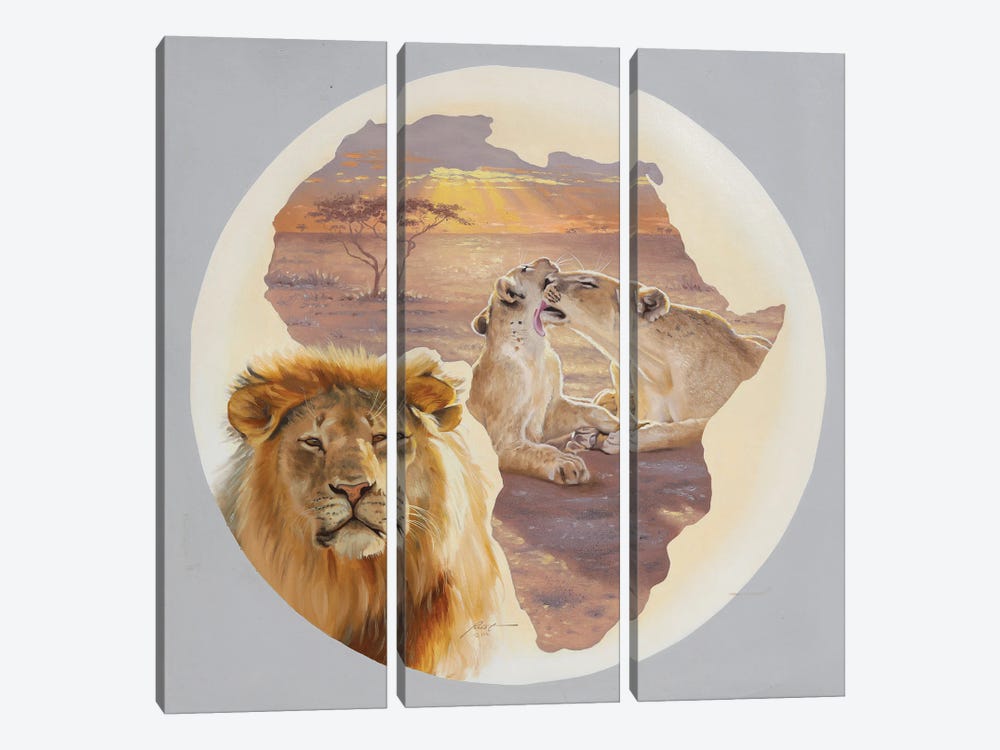 Lions by D. "Rusty" Rust 3-piece Canvas Art