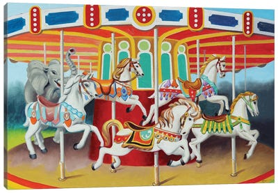 Merry Go Round Canvas Art Print - Amusement Park Art