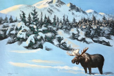 Moose by D. "Rusty" Rust framed canvas print