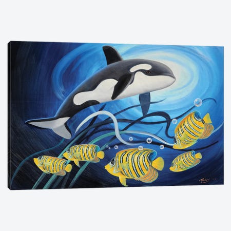 Orca Whale Canvas Print #RSR549} by D. "Rusty" Rust Canvas Artwork