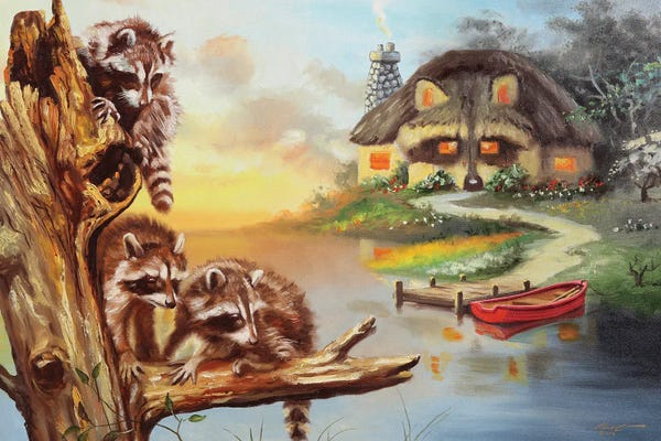 Raccoons: Raccoon Cottage by D. "Rusty" Rust