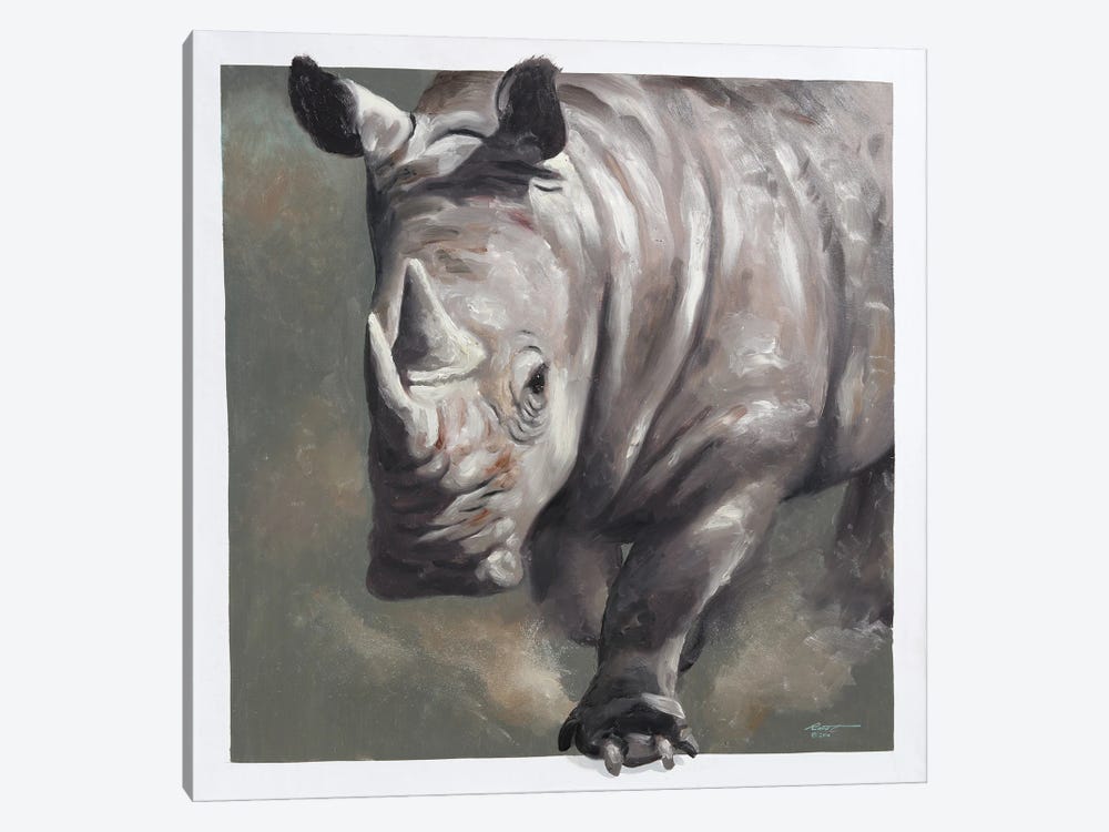 Rhino by D. "Rusty" Rust 1-piece Canvas Print
