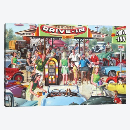Rusty's Drive-In Canvas Print #RSR561} by D. "Rusty" Rust Canvas Artwork
