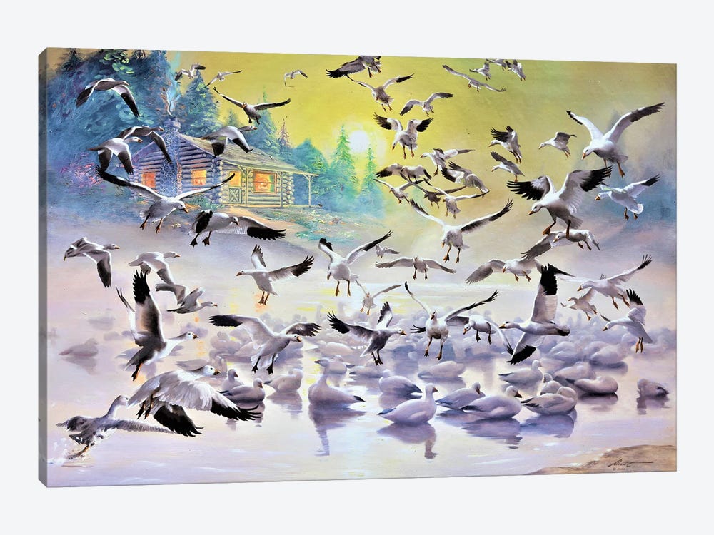 Snow Geese by D. "Rusty" Rust 1-piece Canvas Artwork