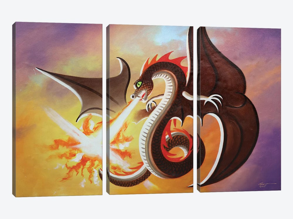 Sun Dragon by D. "Rusty" Rust 3-piece Canvas Wall Art