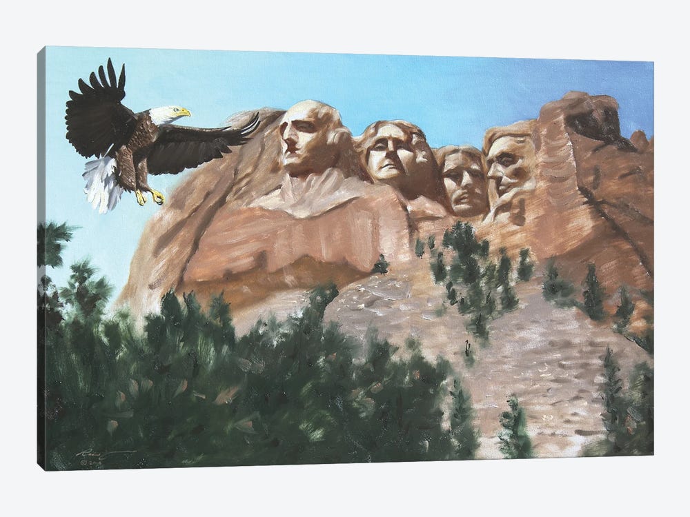 Bald Eagle At Mount Rushmore by D. "Rusty" Rust 1-piece Art Print