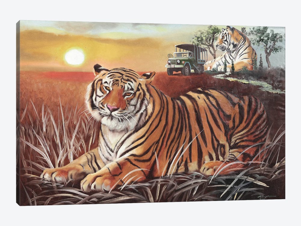 Tiger Cabin 1-piece Canvas Wall Art