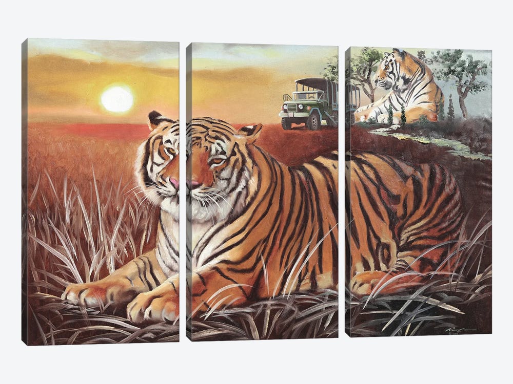 Tiger Cabin by D. "Rusty" Rust 3-piece Canvas Artwork