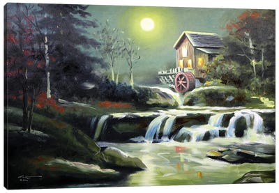 Watermill Canvas Art Print - Cabins